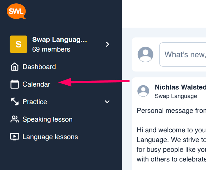 enterspeakinglesson image 3 - enter calendar